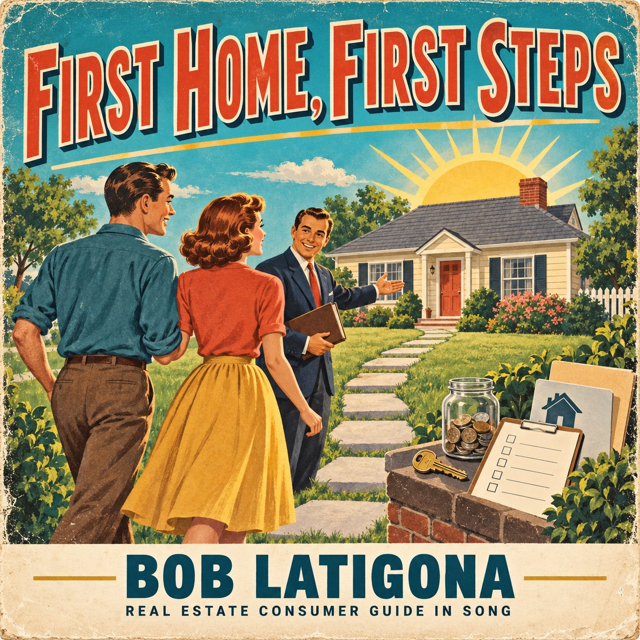 Cover art for First Home, First Steps by Bob Latigona